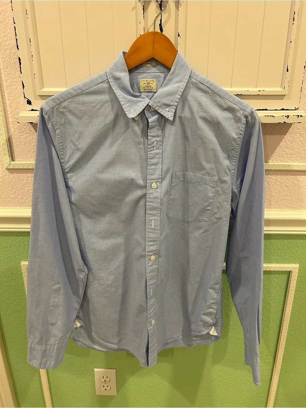 J. Crew Light Blue Oxford Button-Down Slim Shirt Sz Medium